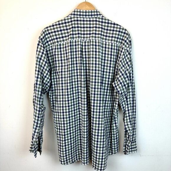 Barbour VTG Made in France Green Gingham Button Shirt Men’s XL Read - Picture 3 of 9